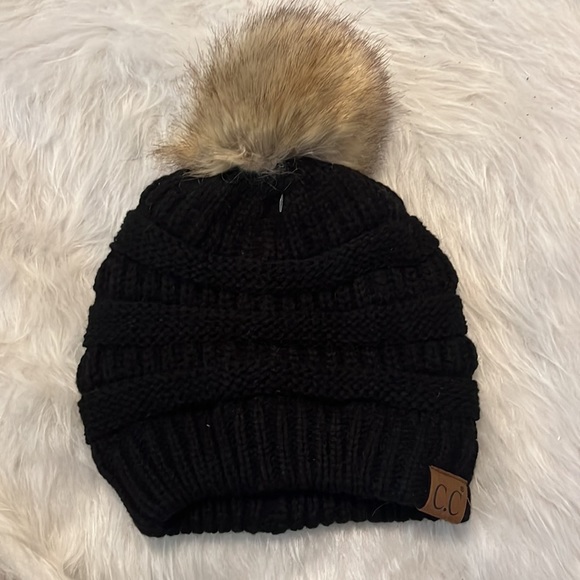 C.C Accessories - C.C Woven Beanie With Pom Pom